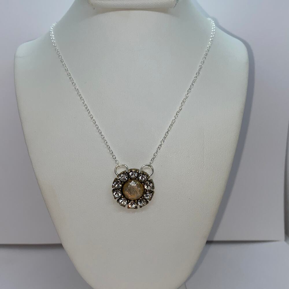 Silver-Tone Glitter Sparkle Rhinestone Necklace